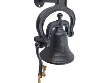 Cast Iron Farm School Church Dinner Bell Retro Antique Style Matte Black Finish