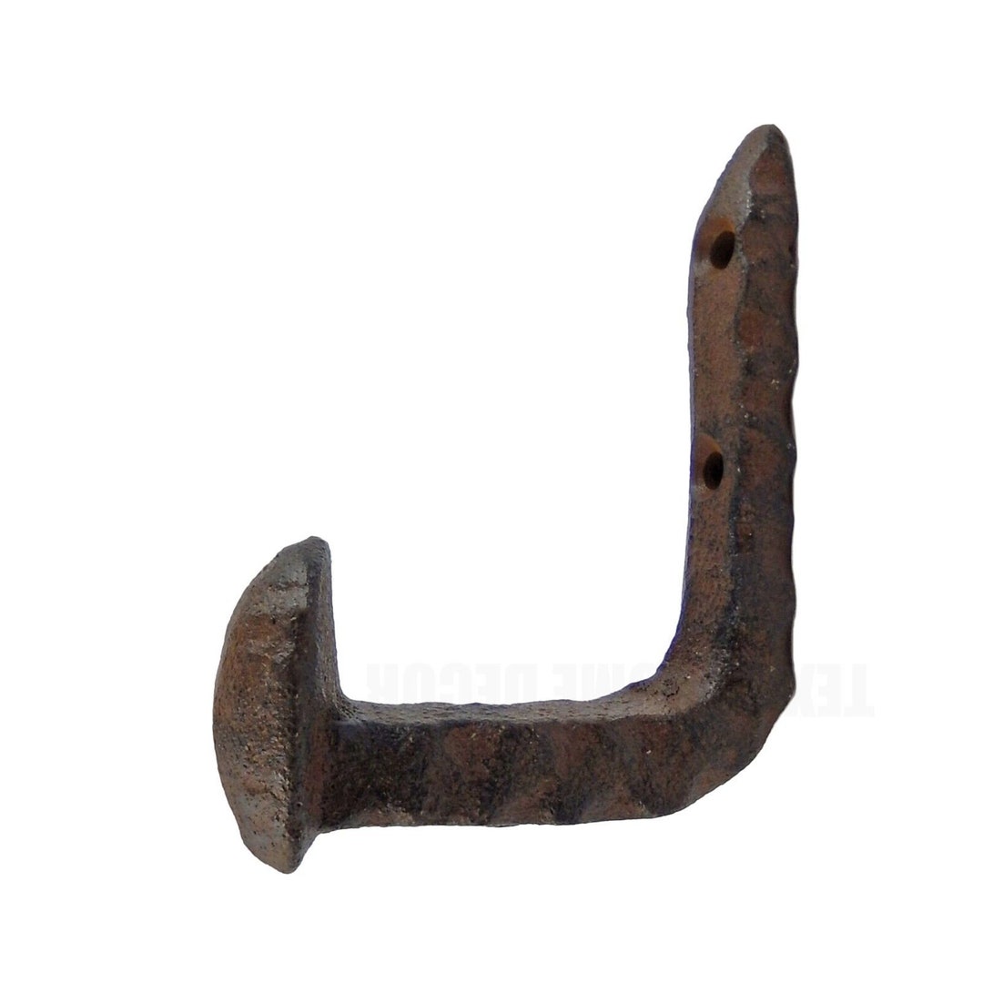 Cast Iron Railroad Spike Wall Hook – Hand-Forged Industrial Style Towel Hanger, Antique Brown Finish, 4 Inch 8 thumbnail image