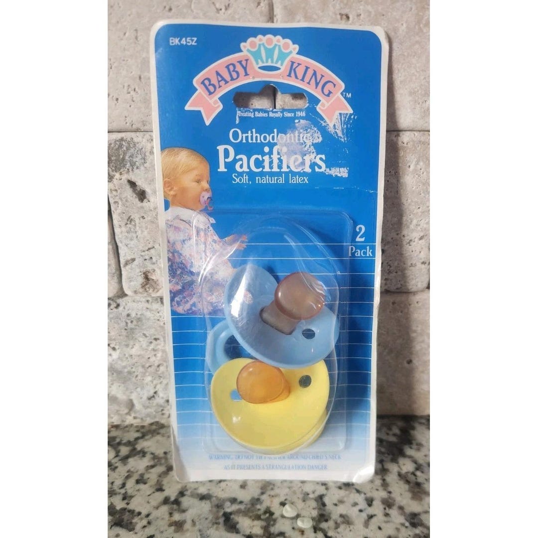 Vintage 1997 Baby King Orthodontic Pacifiers NOS New 2 Pack Soft ...