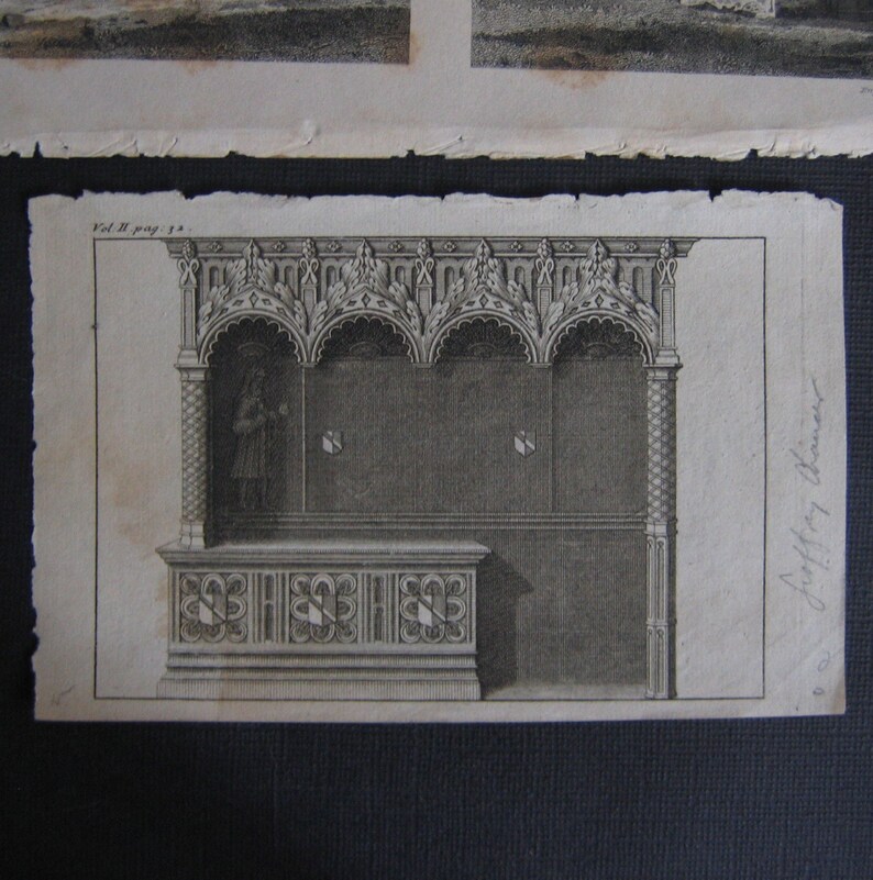 2 Gothic Architecture Engravings from Books image 3