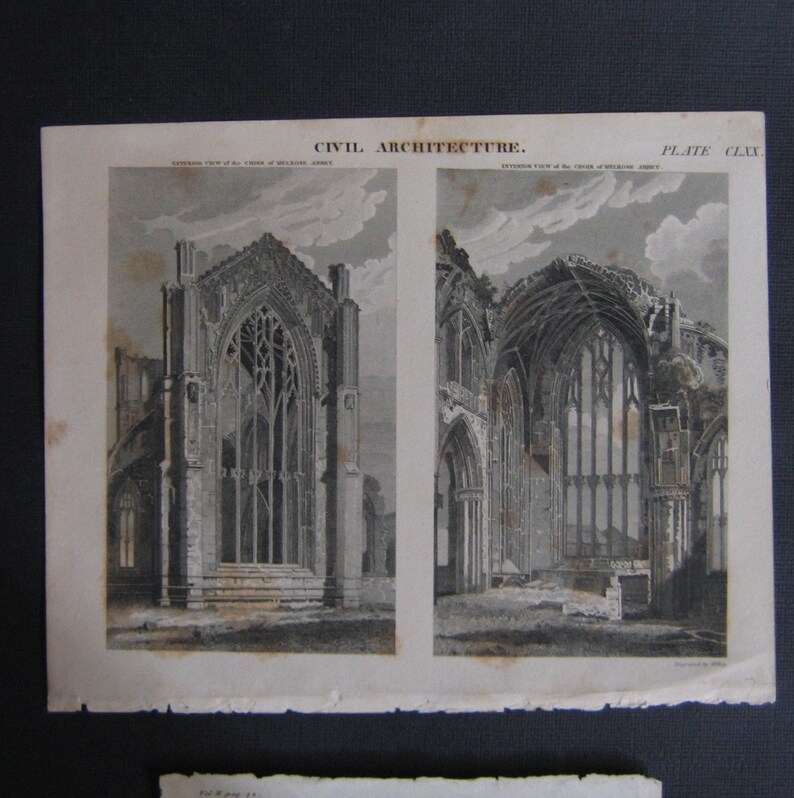 2 Gothic Architecture Engravings from Books image 2
