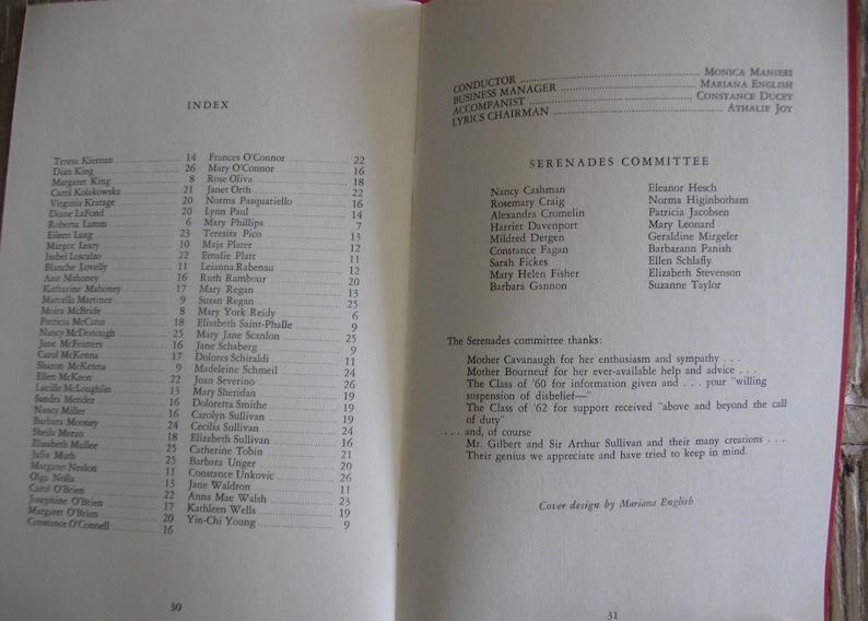 2 1960 Manhattanville College Ophiria Commencement Booklets Seranades by Class of 1962