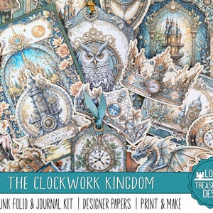 LE ROYAUME DES MÉCANIQUES : un kit steampunk folio & journal indésirable. Embellissements, Papiers numériques pour scrapbooking, Impression et fabrication, Papiers design, amusant