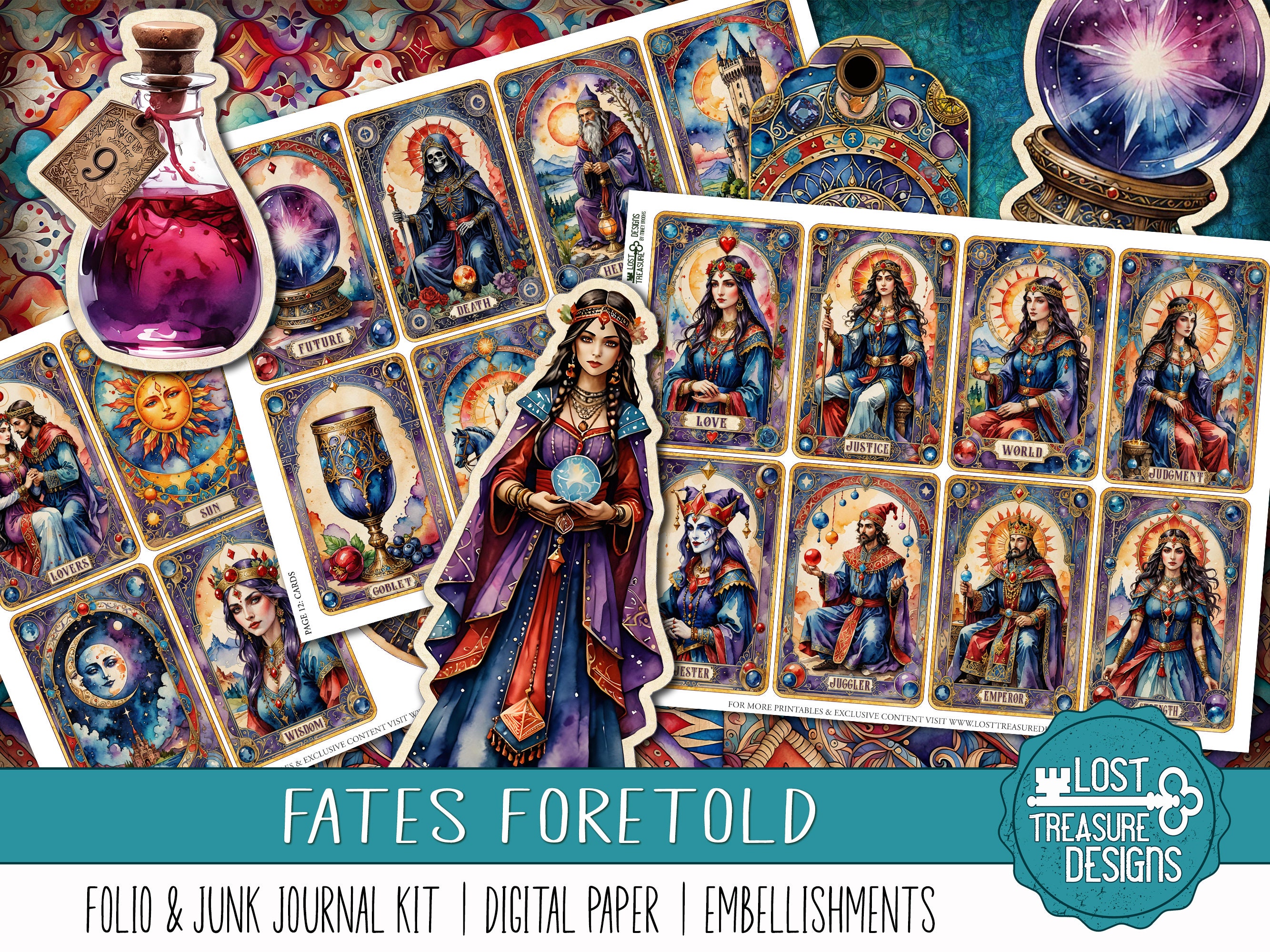 Fortune Teller Junk Journal Kit: Fates Foretold, Mystic Papercraft ...