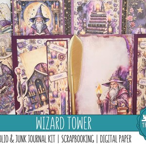 Wizard Tower Junk Journal Kit: Mini Folio, Scrapbook Papers (digital ...