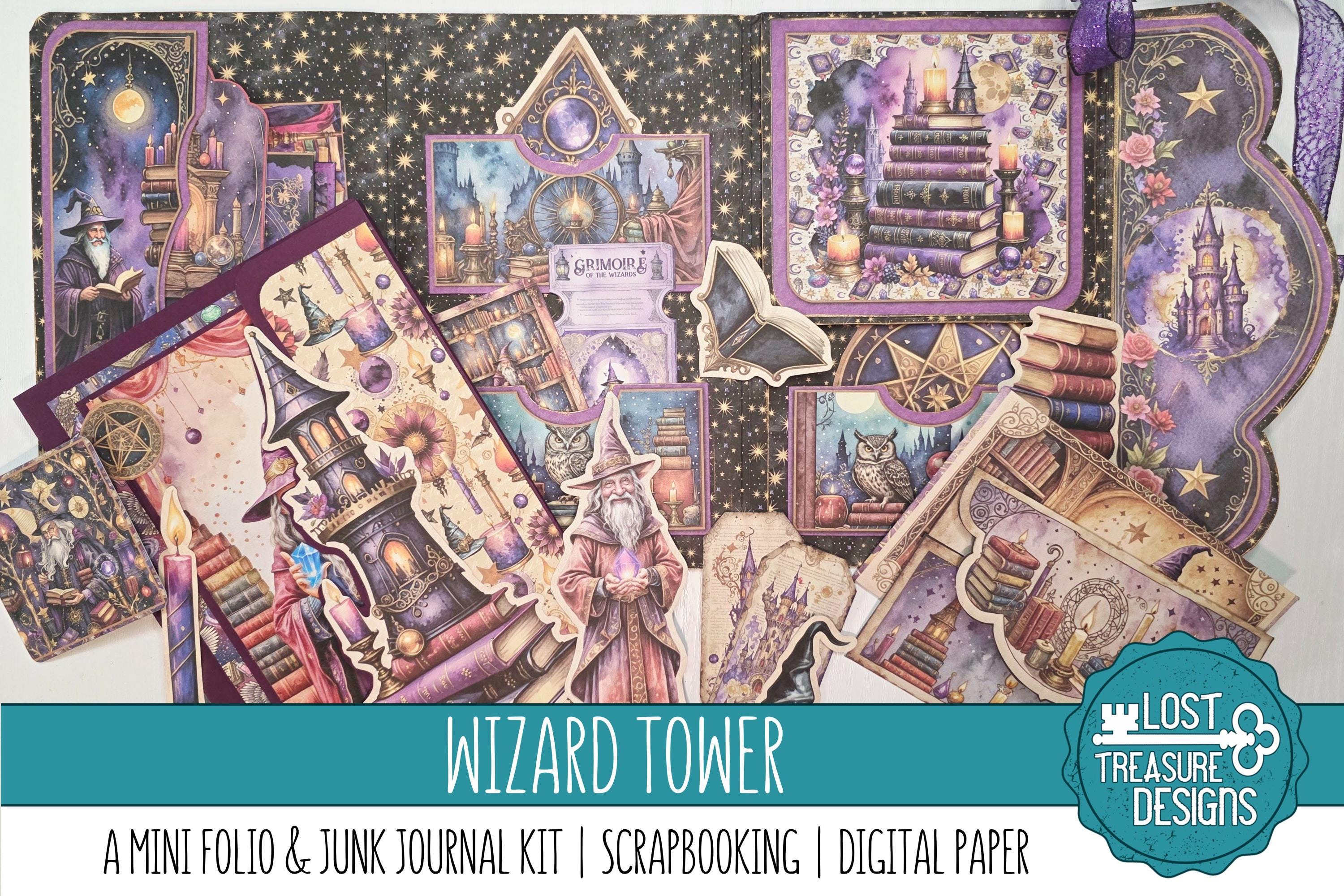 Wizard Tower Junk Journal Kit: Mini Folio, Scrapbook Papers (digital ...