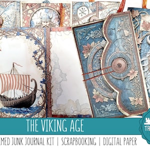 L'ÂGE DES VIKINGS : un kit folio et journal indésirable sur le thème nordique. Embellissements, scrapbooking, impression et fabrication, papiers design, cadeau, projet facile