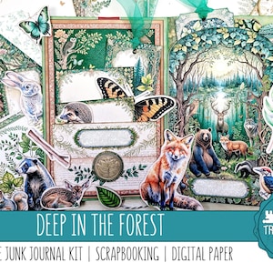 DEEP In THE FOREST: un kit Nature Folio & Junk Journal, abbellimenti, carte per album digitali, stampa e realizza, creazione di biglietti, carta digitale