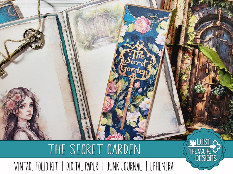 Secret Garden Junk Journal Kit: Vintage Folio, Ephemera (digital ...