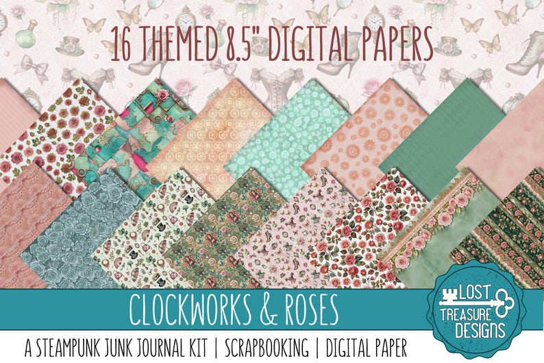 CLOCKWORKS &amp; ROSES: A Steampunk Junk Journal Kit, Embellishments ...