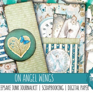 SULLE ALI D'ANGELO: un kit di diario commemorativo, abbellimenti, carte per album digitali, stampa e realizza, carte di design, creazione di biglietti