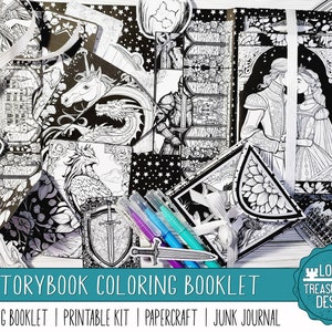 STORYBOOK Coloring Booklet With Junk Journal, Papercraft Printable Kit ...