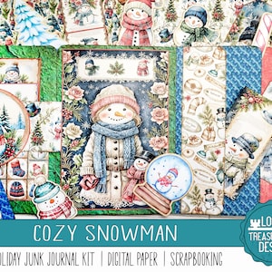 PUPAZZO DI NEVE ACCOGLIENTE: un kit di diario di Natale, carta da parati, abbellimenti, carta per scrapbooking, carte digitali, kit di stampa e artigianato, stampa e realizza