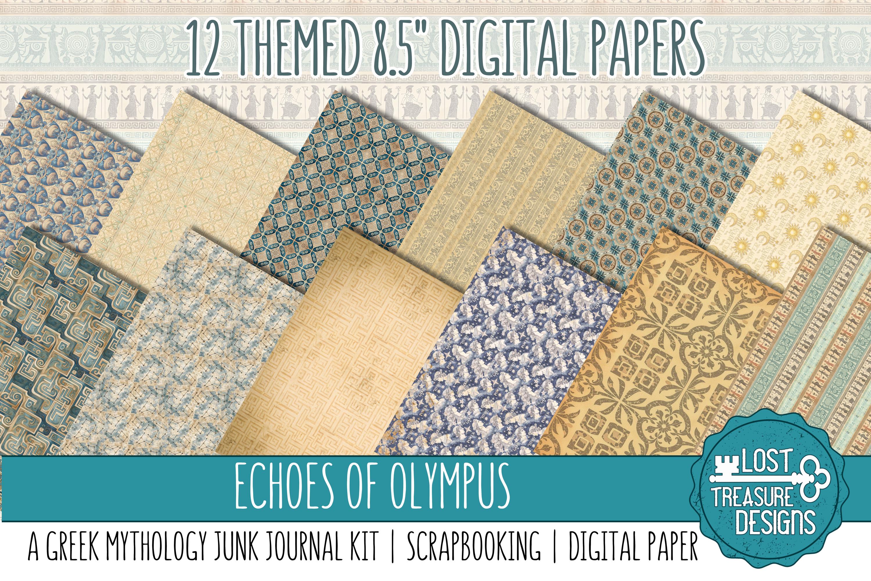 ECHOES OF OLYMPUS: A Greek Mythology Junk Journal Kit, Embellishments ...