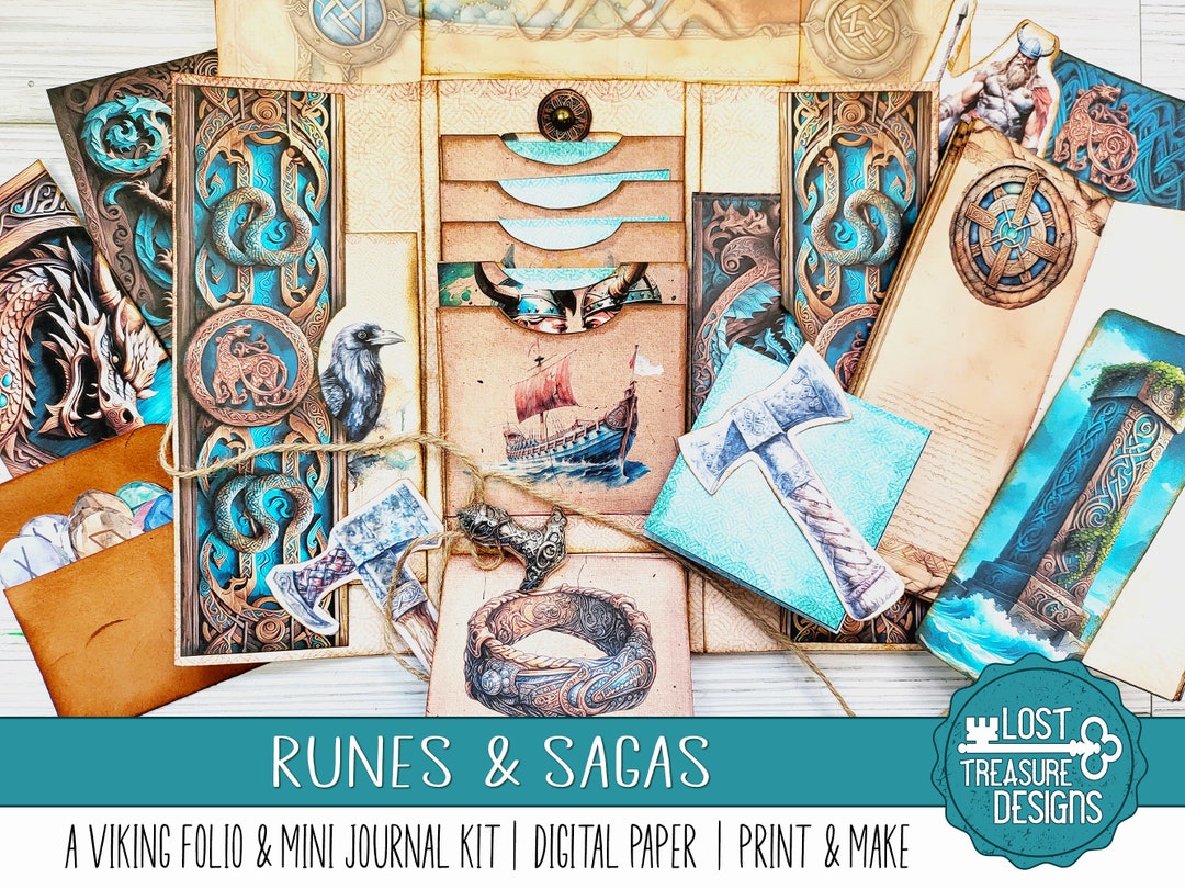 RUNES & SAGA: A Viking Folio Mini and Journal Kit, a Norse-inspired Kit ...