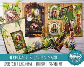 Herbcraft Garden Magic Junk Journal Kit, Papercraft Folio (Digital Download)