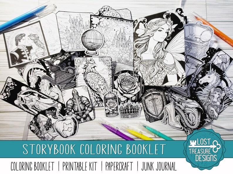 STORYBOOK Coloring Booklet With Junk Journal, Papercraft Printable Kit ...