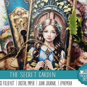 THE SECRET GARDEN: Vintage Folio & Junk Journal Kit, Printable Kit with Embellishments, Digital Papers, Print and Craft Kit, mini project