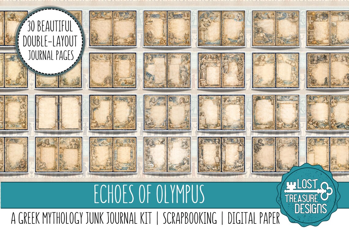ECHOES OF OLYMPUS: A Greek Mythology Junk Journal Kit, Embellishments ...