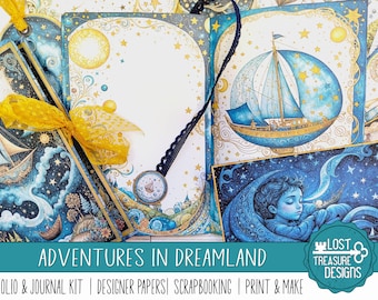 Dreamland Journal Kit: Folk Art Folio, Scrapbook Papers (Digital Download)