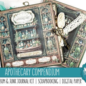 APOTHECARY COMPENDIUM: An Herbal Album & Junk Journal Kit, Embellishments, Digital Scrapbook Papers, Print and Make, papercraft, Botanical