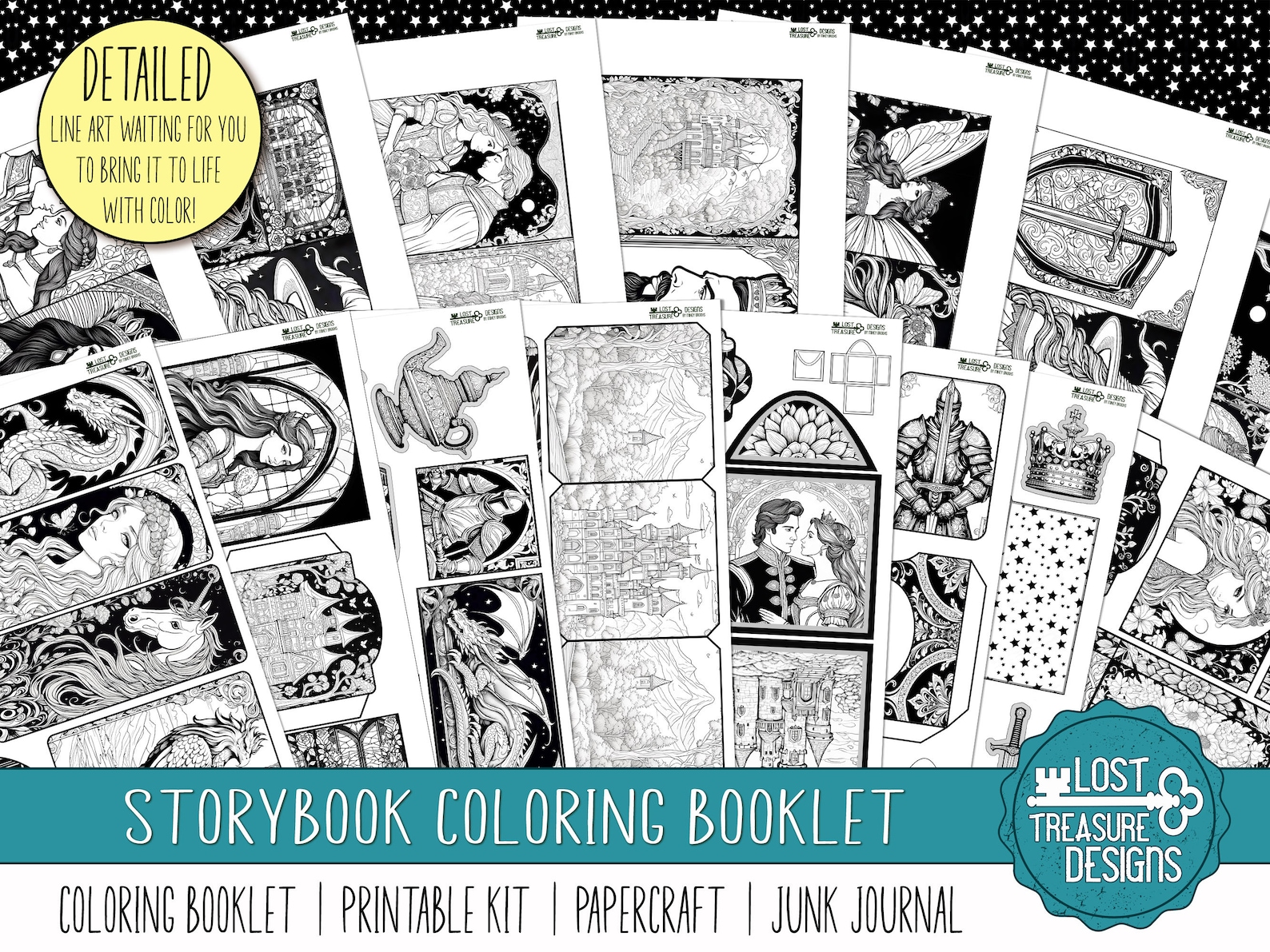STORYBOOK Coloring Booklet With Junk Journal, Papercraft Printable Kit ...