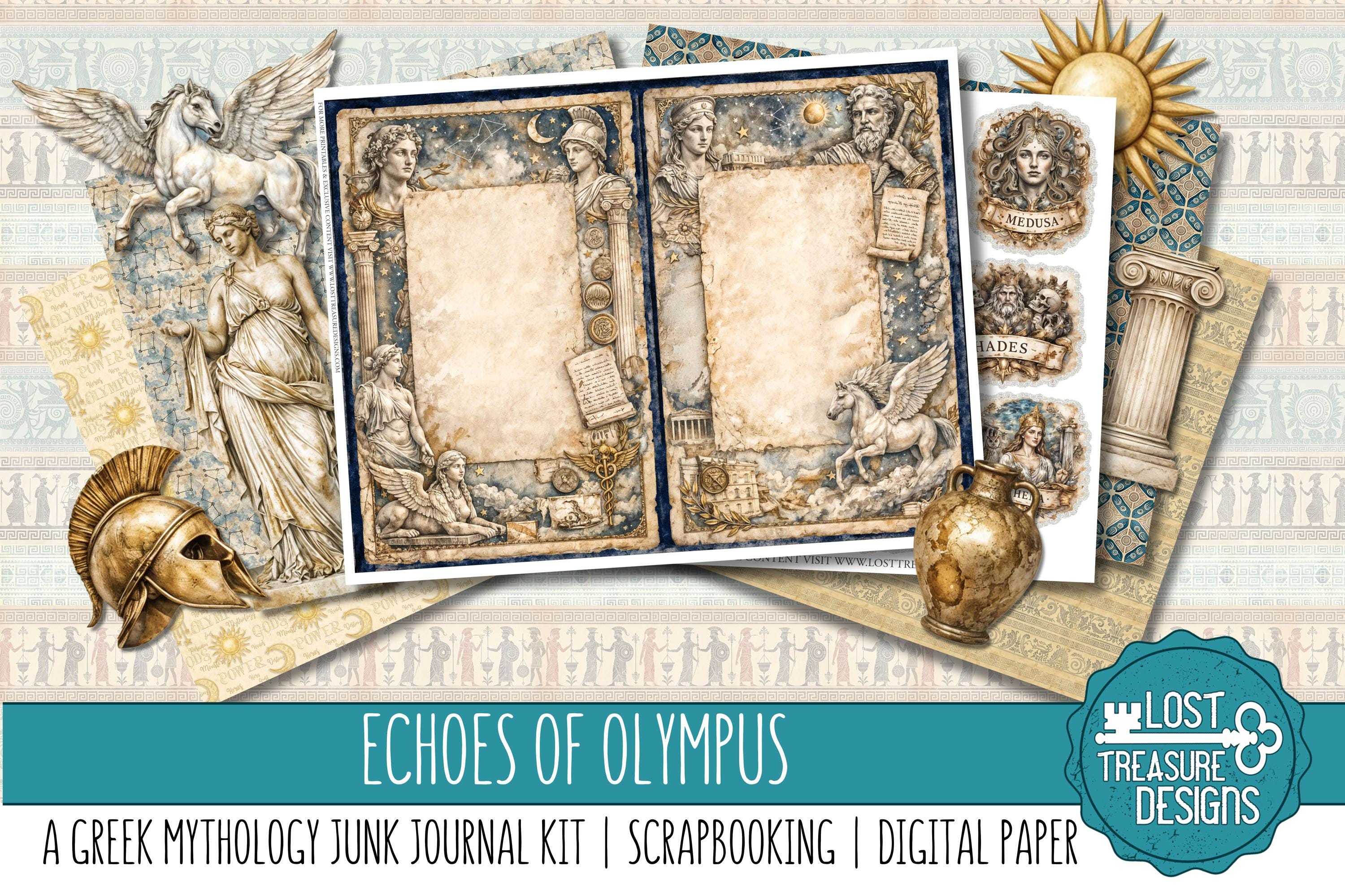 ECHOES OF OLYMPUS: A Greek Mythology Junk Journal Kit, Embellishments ...