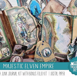 MAJESTIC ELVEN EMPIRE: Fantasy Junk Journal Kit with bonus Folio Kit, Printable Kit with Embellishments, Digital Papers, Lord of the Rings