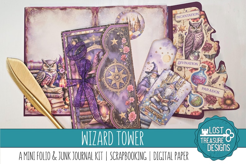 Wizard Tower Junk Journal Kit: Mini Folio, Scrapbook Papers (digital ...