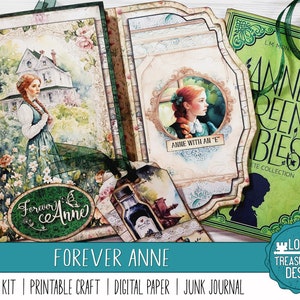 FOREVER ANNE cartella piena di Junk Journal, kit stampabile con abbellimenti, carte digitali, regalo stampabile, Anna dai capelli rossi, PEI