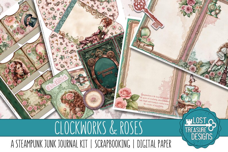 CLOCKWORKS &amp; ROSES: A Steampunk Junk Journal Kit, Embellishments ...