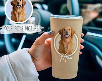 Personalized Dog Photo Tumbler: Custom Cat Picture Mug, Pet Memorial Gift, Dog Owner Keepsake
