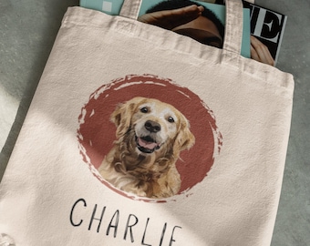 Op maat gemaakte draagtas met foto van huisdier: gepersonaliseerde aandenken hond en kat