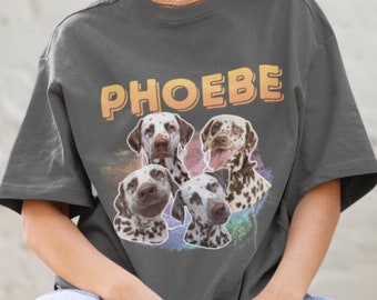 Personalisiertes Bootleg Hunde-Shirt, Retro 90er Jahre Vintage Hunde-T-Shirt, personalisiertes Rap-T-Shirt Fotogeschenk, personalisiertes Hundegedenk-Shirt, Unisex-T-Shirt