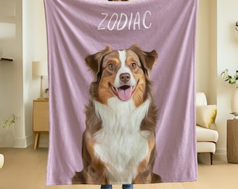 Custom Pet Photo Blanket, Personalized Dog or Cat Blanket, Pet Memorial Gift, Cozy Keepsake Throw