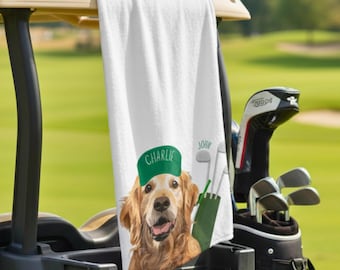 Custom Pet Photo Golf Towel: Personalized Dog Memorial Gift