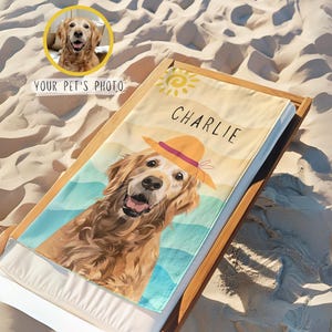 Custom Pet Photo Beach Towel: Dog & Cat Memorial Gift