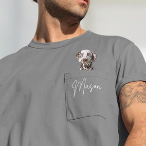Personalized Pocket Pet T-shirt Photo + Name, Custom REAL Pocket Shirt, Pet Memorial Gift, Valentines Day Gift for Dog Lovers