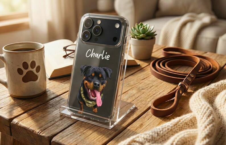 Dog Phone Clear Case, Custom Dog Photo iPhone 17 Case, Personalized Cat Portrait Phone Cover, Dog Mom Christmas Gift, Dog Mom Memorial Gift image 9