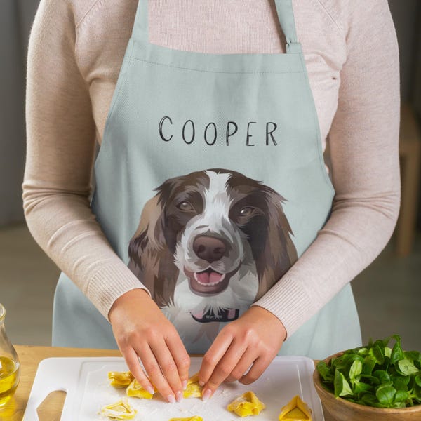 Personalized Pet Portrait Apron: Custom Dog or Cat Chef Gift