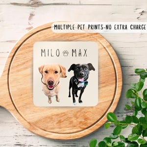 Custom Pet Photo Coaster Set: Dog & Cat Memorial Gift (4 pcs)
