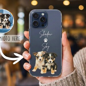 Dog Phone Clear Case, Custom Dog Photo iPhone 17 Case, Personalized Cat Portrait Phone Cover, Dog Mom Christmas Gift, Dog Mom Memorial Gift image 7