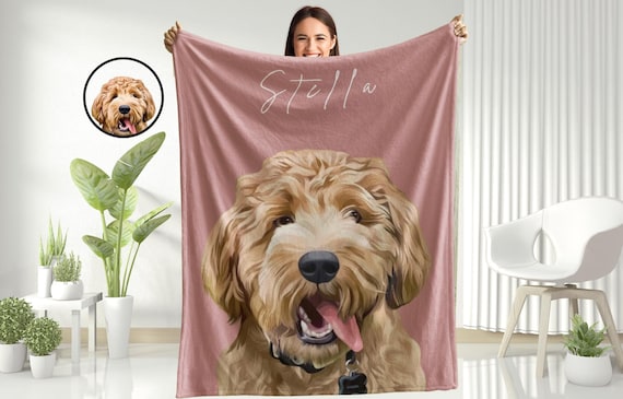 Custom Dog Photo Blanket: Personalized Cat Picture Plush Blanket, Dog Mom Memorial, Cat Loss Keepsake Gift, Dog Owner Christmas Memorial