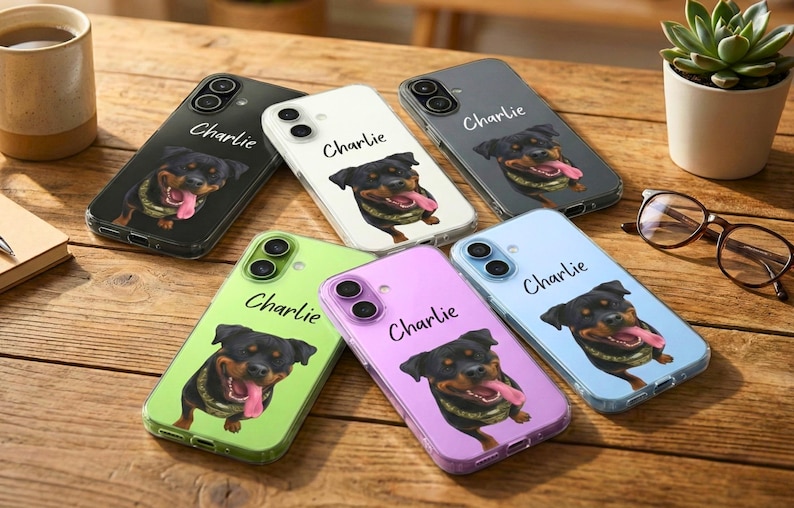 Dog Phone Clear Case, Custom Dog Photo iPhone 17 Case, Personalized Cat Portrait Phone Cover, Dog Mom Christmas Gift, Dog Mom Memorial Gift image 5