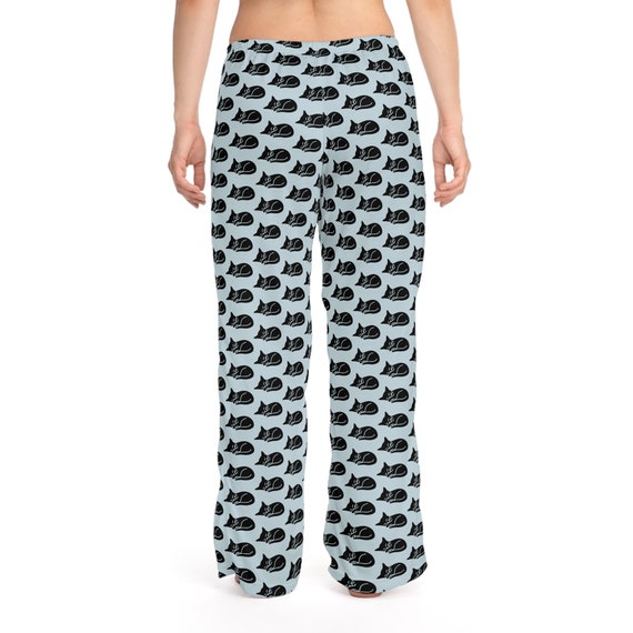 Sleepy Black Kitty Cat Women s Pajama Pants