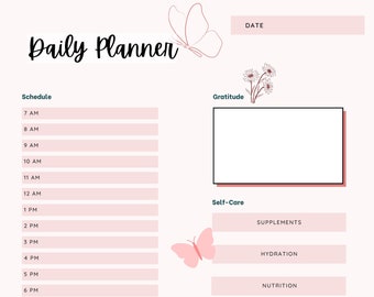 Pink Daily Schedule Planner: Printable PDF & PNG (Digital Download)
