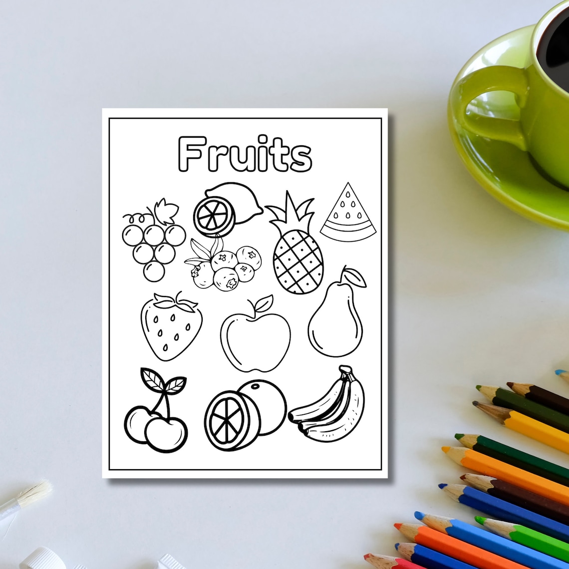 Coloring Page for Preschoolers | Fruit Coloring Page | Toddler Coloring ...