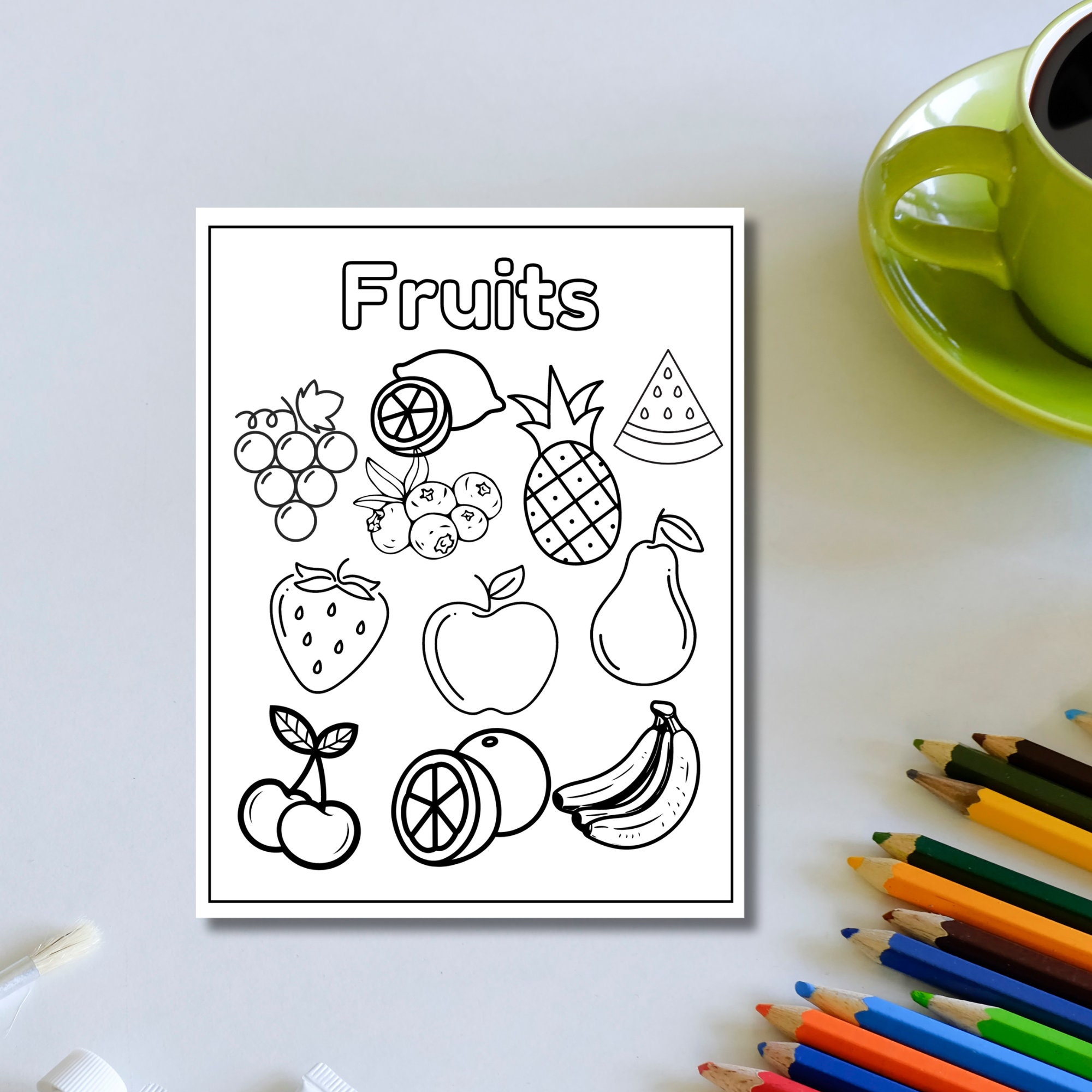 Coloring Page for Preschoolers | Fruit Coloring Page | Toddler Coloring Page | Teacher Filler Work | Coloring Activity | Kids Coloring