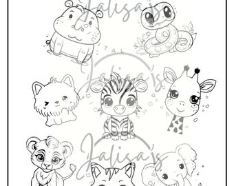 Kawaii Animals Coloring Page: Fun Activity for All Ages (PDF/PNG)