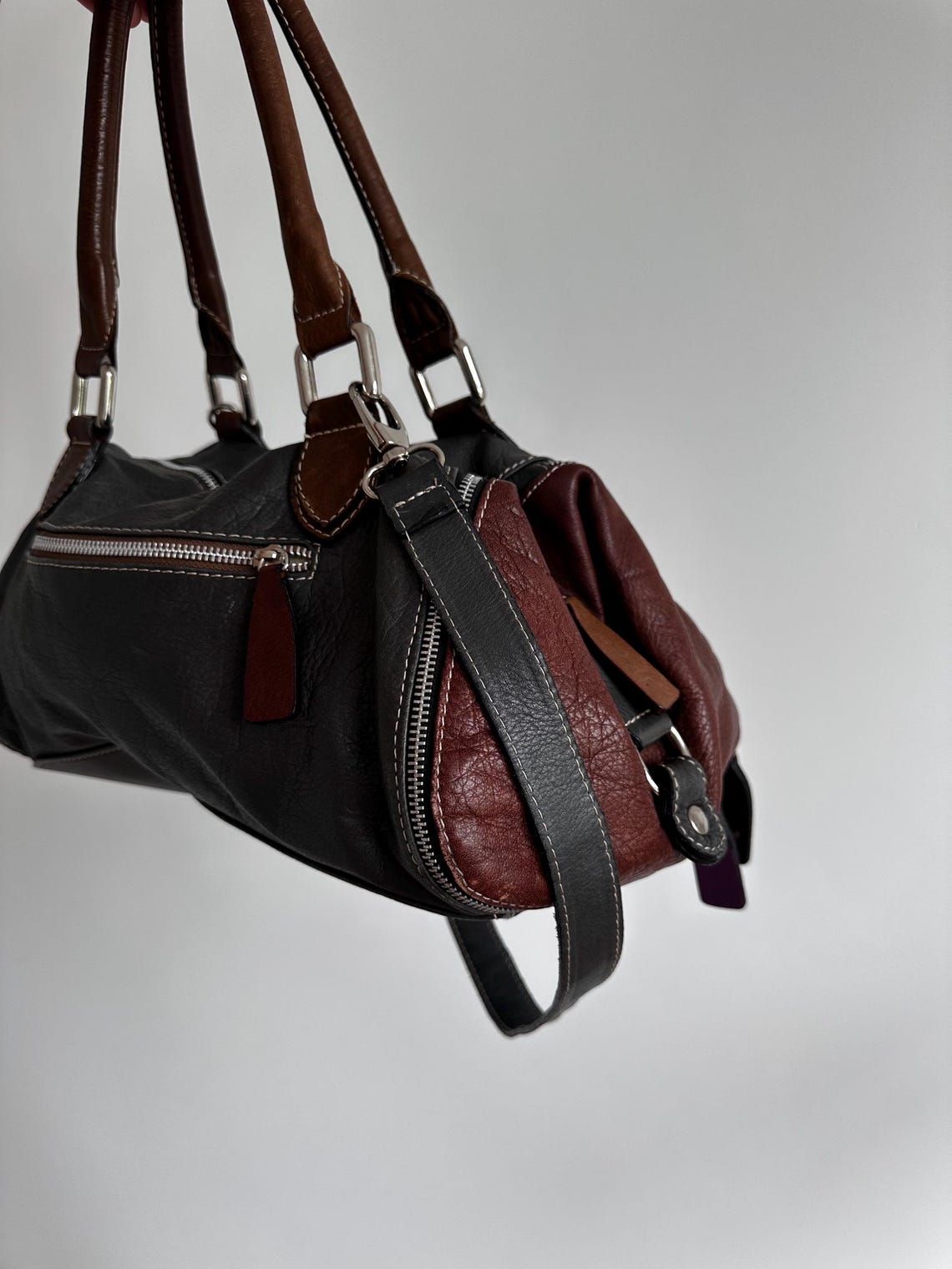 Vintage Luxury Designer Genuine Leather Bag Men’s Casual Formal Old Money Made In Italy Archive 90s Retro Fashion Y2K, foto 4 di 5